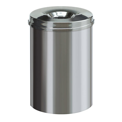 Vlamdovende papierbak 30 liter, V-part - RVS